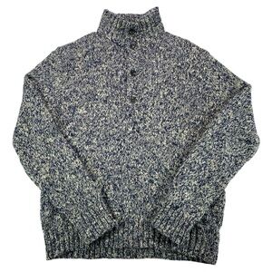 Polo Ralph Lauren Men’s XL Tall VTG Marled Cotton Mock Neck Sweater Blue Cream